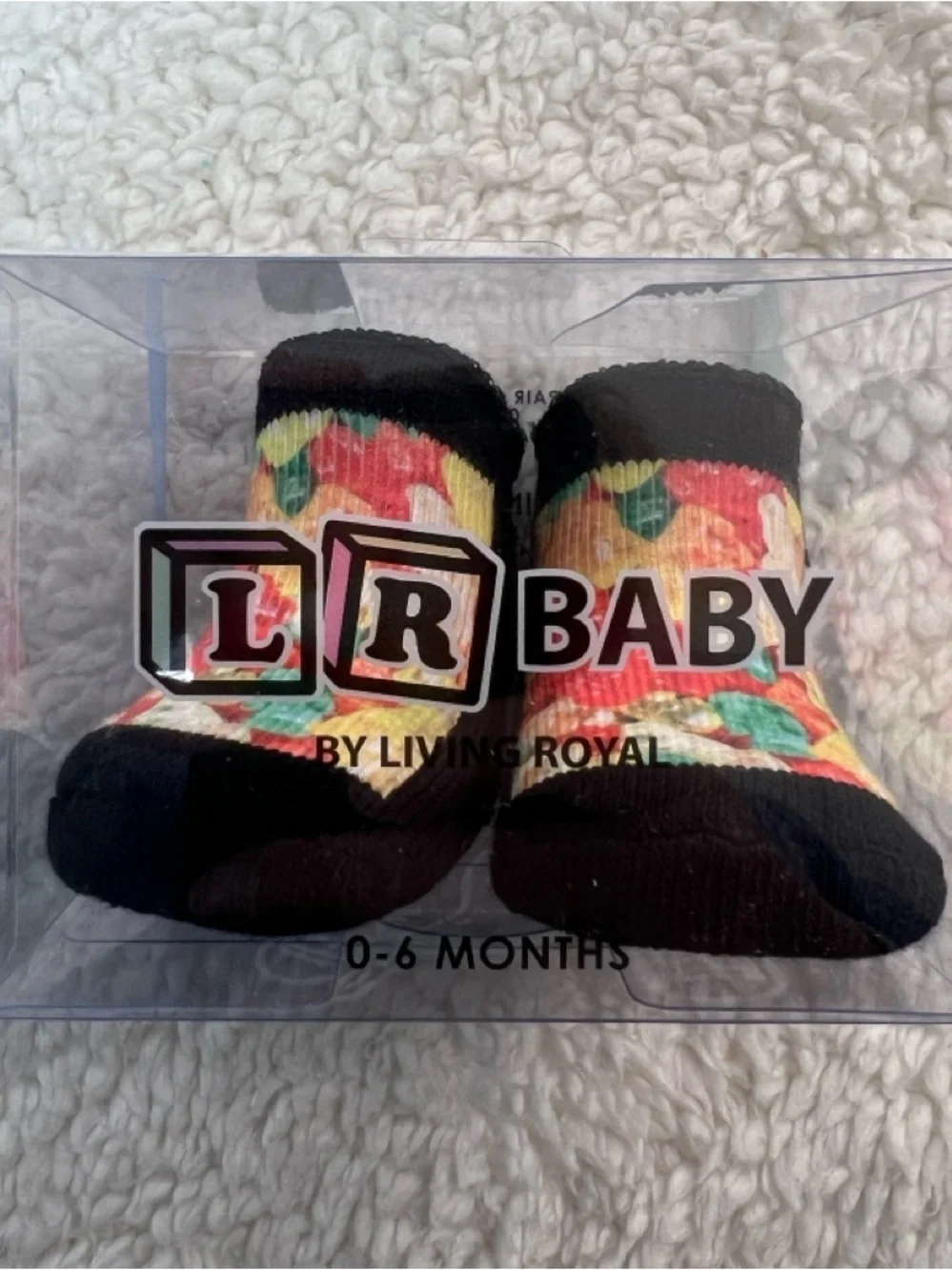 Living Royal Baby Infant Socks Black & Multicolor Ages 0-6 Months